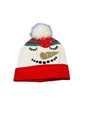 Christmas snowman  Knit Hat with Pom